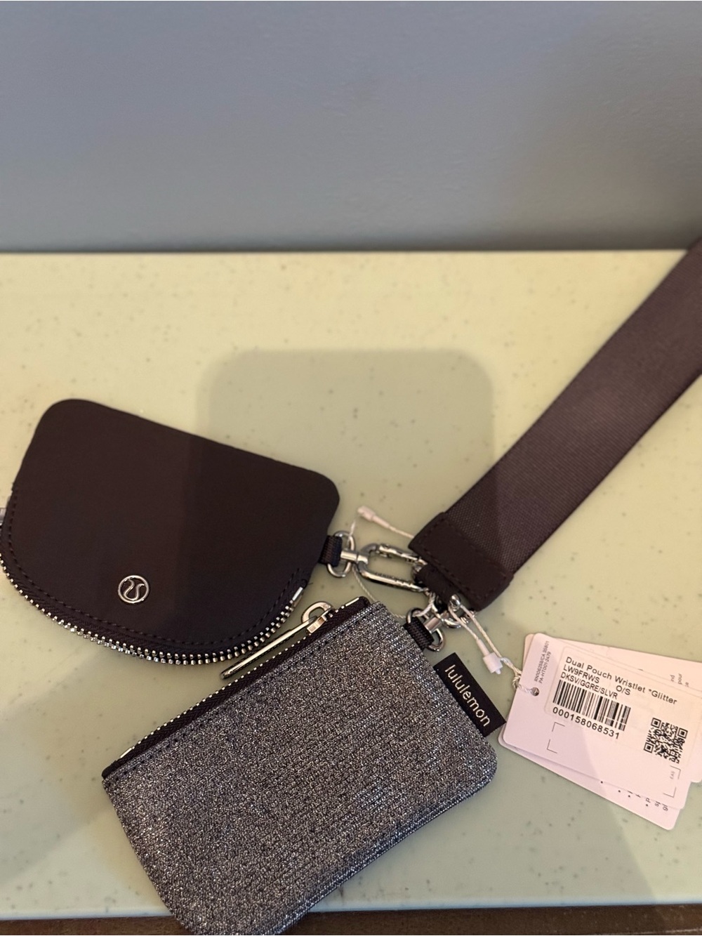 lululemon athletica Dual Pouch Wristlet in Black and Silver